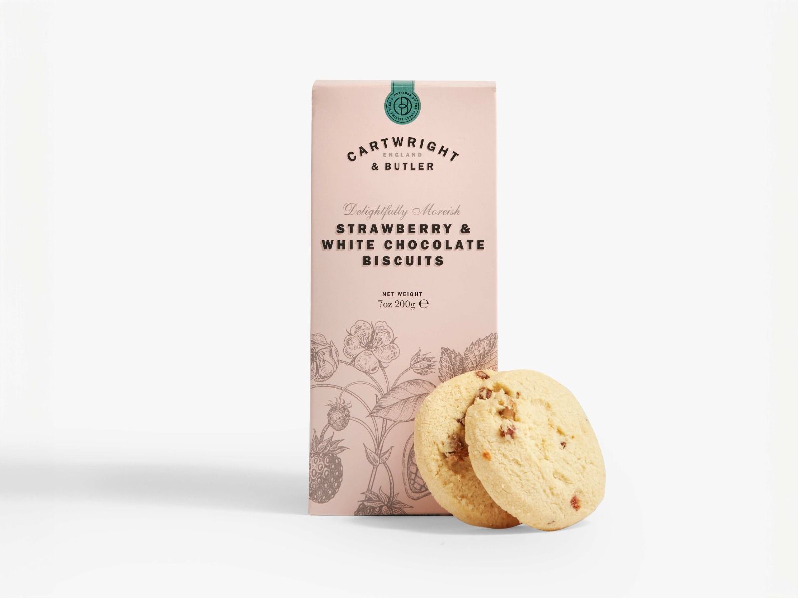 Strawberry and White Chocolate Biscuits in Carton