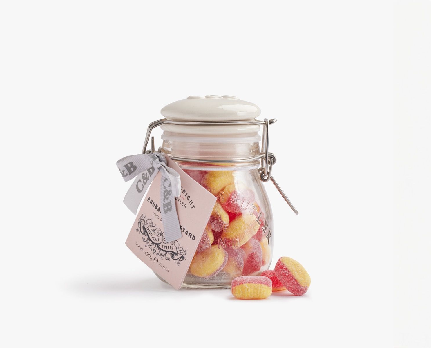 Rhubarb & Custard Sweets in Jar
