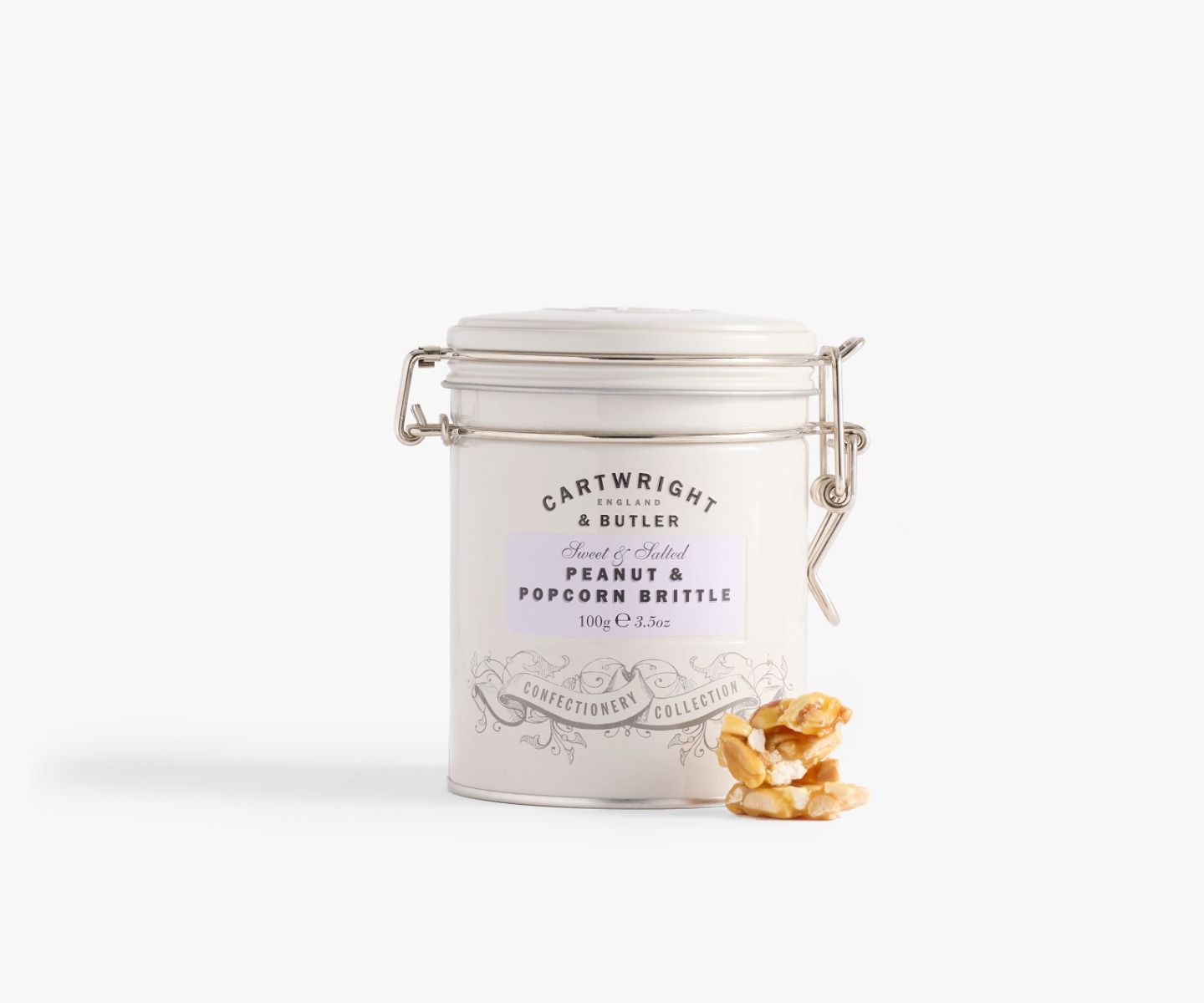Peanut & Popcorn Brittle in Tin